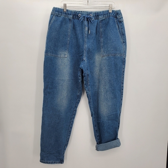 White birch relaxed fit plus size elastic waist denim joggers new without tags - Picture 3 of 8